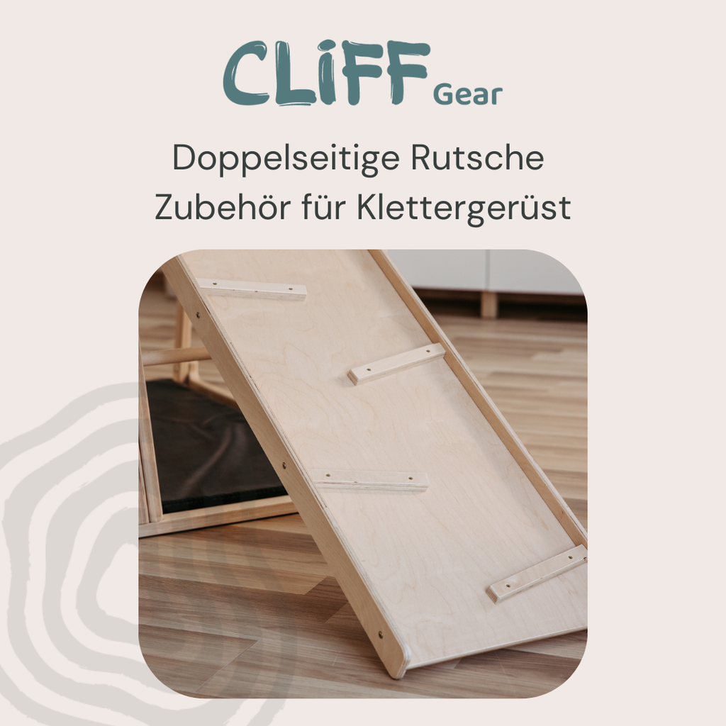 CLIFF Gear doppelseitige Rutsche aus Birkenholz als Zubehör für Klettergerüste