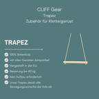 CLIFF Holztrapez mit Hinweisen zur Befestigung und Nutzung am Klettergerüst