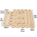 Masse des CLIFF Balance Balancebalkens mit Balancierbrettern und Verbindungselementen