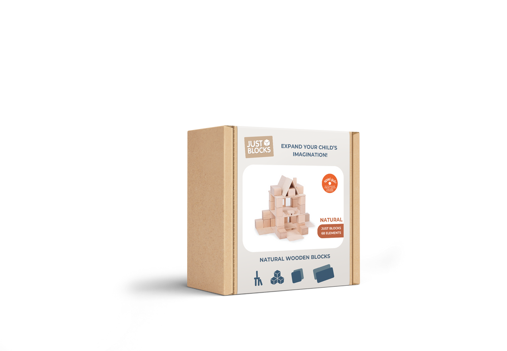 Just Blocks BASIC Small 68-teiliges Holz-Lernsystem in Originalverpackung