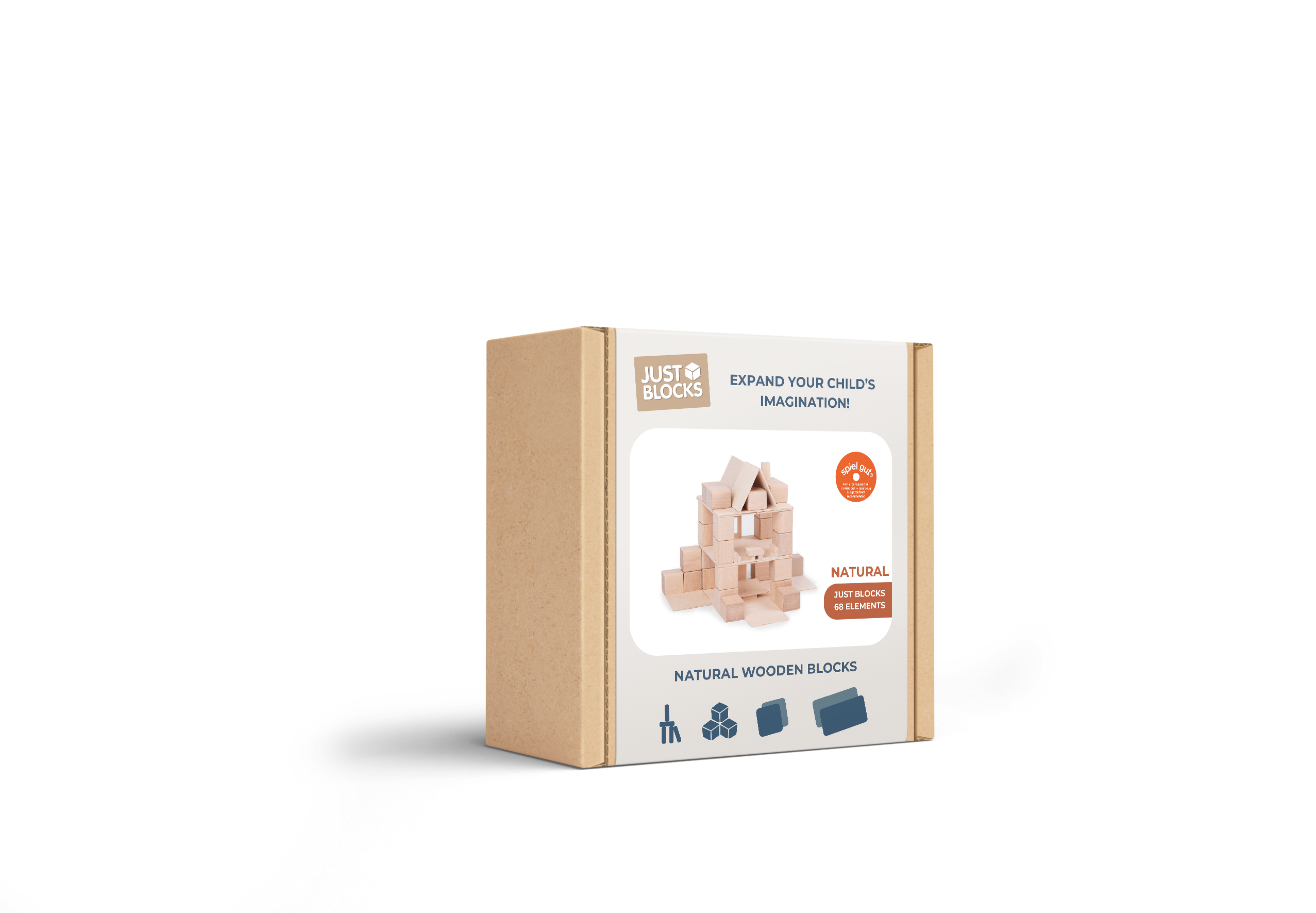 Just Blocks BASIC Small 68-teiliges Holz-Lernsystem in Originalverpackung