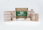 Just Blocks Smart Lines 92-teiliges Holz-Lernsystem mit Verpackung und Holzelementen