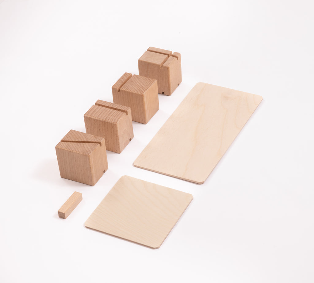 Just Blocks Smart Lines Holzelemente mit flachen Bauteilen und Stäben